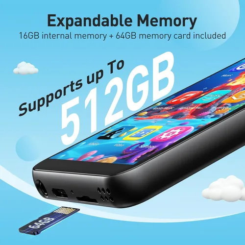Vista 7 de Reproductor MP3 AGPTEK de 80GB para niños con Bluetooth y WiFi, T07S Reproductor de música de 4'' con controles parentales, Spotify Kids, hasta