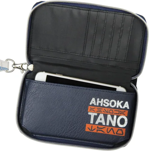 Vista 3 de Star Wars Ahsoka Tano - Cartera con cierre de cremallera completa con bolsillo técnico y correa para la muñeca