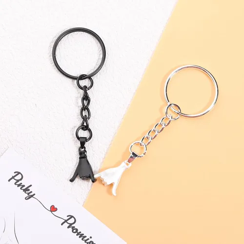 Vista 3 de 2 llaveros de promesa Pinky para parejas, regalos de San Valentín para novia, novio, mejores amigos, llaveros de amistad para mejor amiga