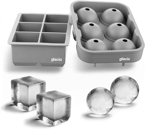 Vista 8 de Bandejas de silicona para cubitos de hielo, moldes de hielo cuadrados de 2 Combo 6+4 (Verde)