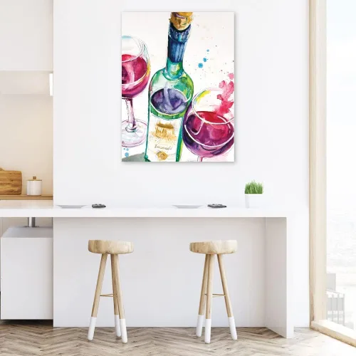 Vista 2 de Fine Art Canvas Lienzo decorativo de pared con vino tinto y blanco por la artista Patricia Pinto para sala de estar, dormitorio, baño, cocina
