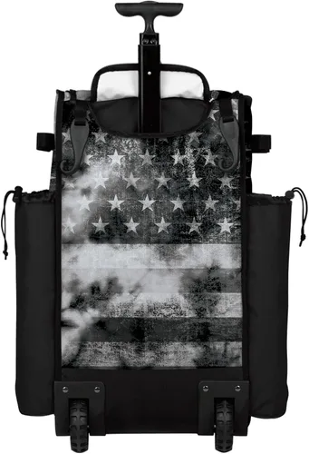 Vista 3 de Boombah Rolling Superpack Baseball/Softball Gear Bag - Telescopic Handle - Holds 4 Bats - Wheeled Version - USA Old Glory Black Ops