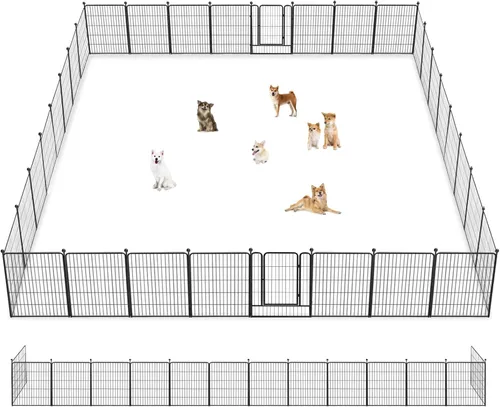 Vista 18 de Corralito para perros, 40 pulgadas, 8 paneles, valla para perros al aire libre, resistente, corral para perros grandes, medianos y pequeños, corral