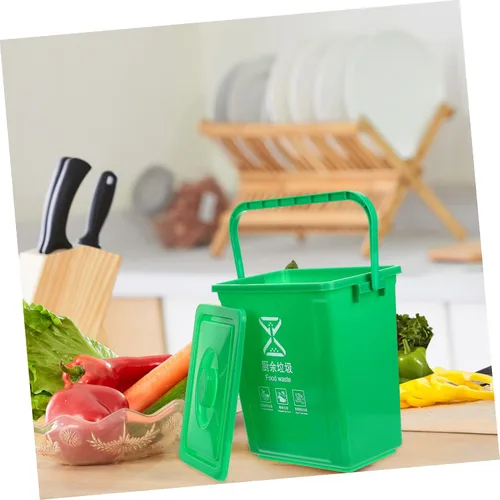 Vista 7 de STOBAZA Contenedor de basura para mostrador de basura, pequeño contenedor de compostaje para interiores, cubo de compostaje para cocina, papelera