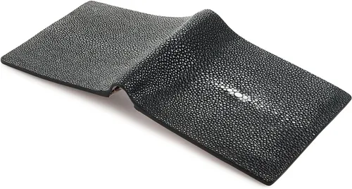 Vista 7 de Cartera de cuero de mantarraya pulida negra perla blanca, Blanco Perla Negro, Casual