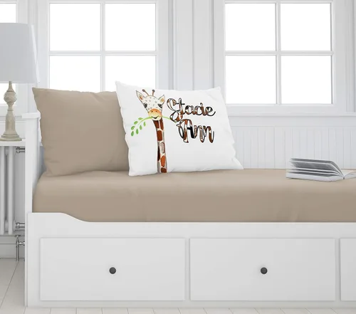 Vista 4 de Funda de almohada personalizada con diseño de jirafa de acuarela para niños (estándar), bonita funda de almohada temática para niños