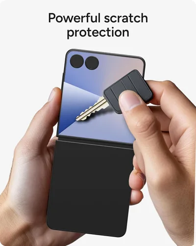 Vista 4 de ZAGG Glass+ - Protector de pantalla para Samsung Galaxy Z Flip7 (solo pantalla frontal), 3 veces más fuerte, resistente a los arañazos, resistente a
