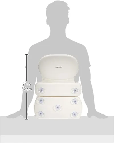 Vista 6 de Amazon Basics Almohada para el cuello de la bañera con ventosas, impermeable, 3 paneles, blanco roto