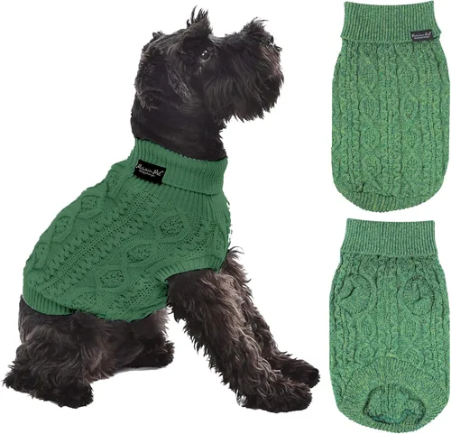 Vista 43 de Parisian Pet Suéteres de Navidad para Perros - Tipo Pullover, Suéter Azul para Perro con Cuello de Tortuga - Suéter Grueso de Punto Trenzado