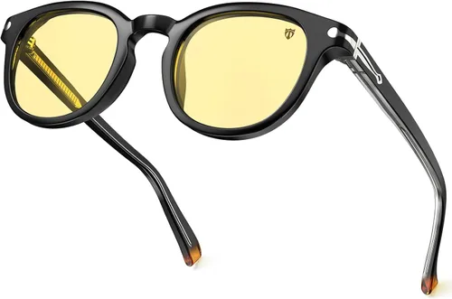 Vista 9 de Round Computer Glasses Yellow Tint Gaming Blue Light Blocking LETO Turquoise/Tortoise