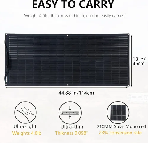 Vista 2 de XINPUGUANG Panel solar flexible de 100 W 12 V, kit de sistema solar monocristalino, controlador de carga de 10 A, cable de extensión, carga