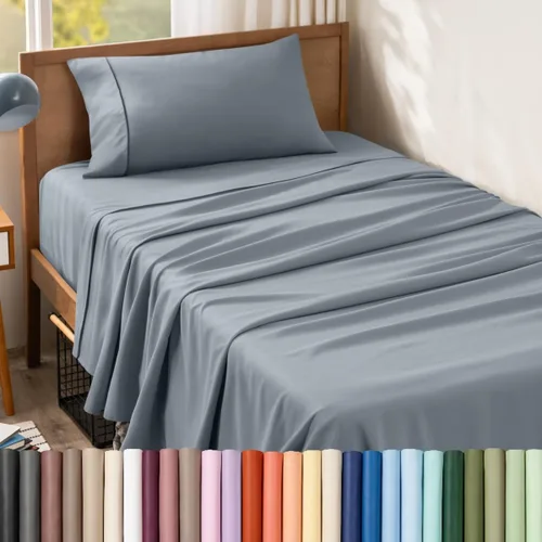 Vista 31 de Bare Home Juego de Sábanas Twin - Sábanas de Cama de Microfibra Ultra-Suave 1800 - Doble Cepillado - Bolsillos Profundos - Ajuste Fácil - Extra