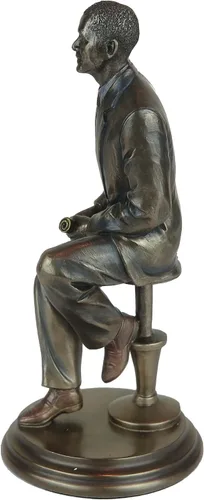 Vista 4 de Figura de 8 pulgadas sentado Presidente Barak Obama tono bronce bruñido