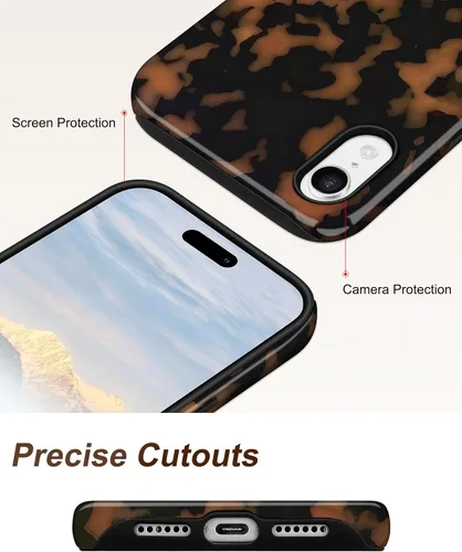 Vista 27 de Jusy Funda compatible con MagSafe con estampado de caparazón de tortuga marrón para iPhone 7/8/SE, cubierta protectora de TPU suave magnética