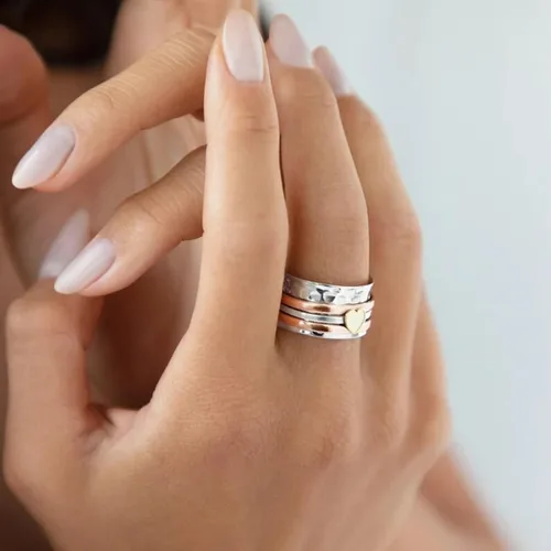 Vista 60 de Iumer - Anillo de zircón de dos piezas con incrustaciones de diamantes de imitación artificiales para mujer, talla 6-10.