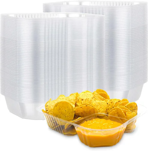 Vista 10 de Bandejas de plástico para nachos de 12 onzas (paquete de 50) bandeja desechable pequeña para nachos y salsa de queso, suministros de soporte