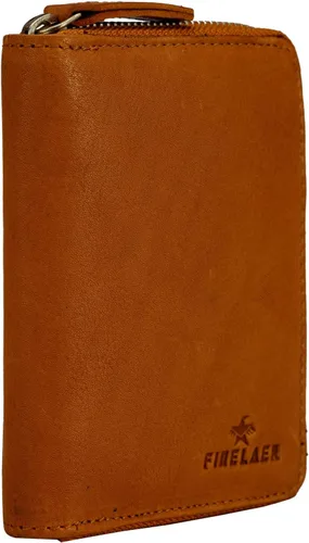 Vista 3 de FINELAER Cartera pequeña de piel mostaza para mujer con bolsillo para monedas Mostaza Cartera