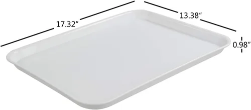 Vista 2 de Bandejas de comida rápida, bandeja de plástico para servir, color blanco, juego de 6