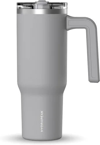 Vista 10 de Hydrapeak Voyager Vaso de 40 oz con Asa y Tapa con Pajita Botella de Agua Reutilizable de Acero Inoxidable Taza de Viaje Compatible con Portavasos