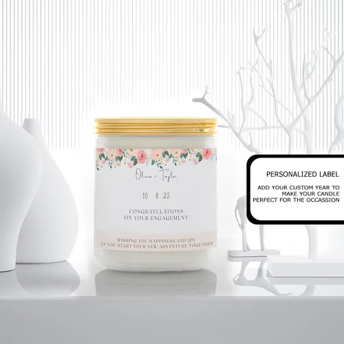 Vista 2 de Vela de regalo personalizada de compromiso, regalos de compromiso personalizados, tres aromas para elegir, regalo de pareja, regalos para ella