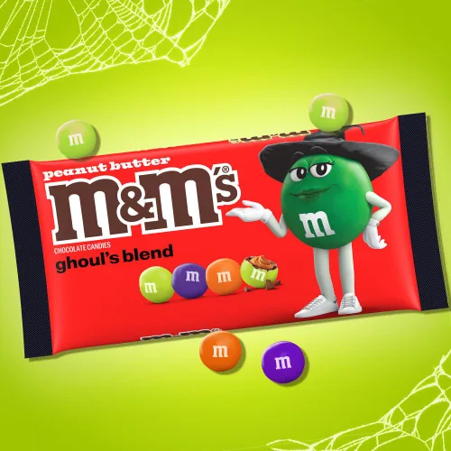 Vista 4 de M&M'S Caramelo de Halloween de chocolate con mantequilla de maní Ghoul's Mix de chocolate, 9.48 onzas
