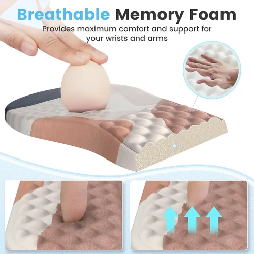 Vista 4 de HAOCOO Alfombrilla de Mouse Ergonómica con Reposamuñecas y Juego de Reposamuñecas para Teclado, Set de 3 Piezas, Alfombrillas de Mouse para Boho