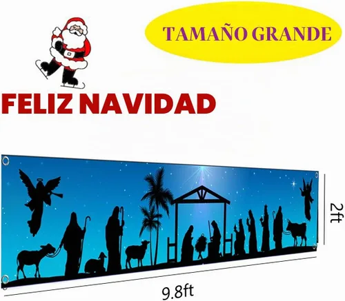 Vista 2 de Señales religiosas de Navidad para patio con escena del pesebre
