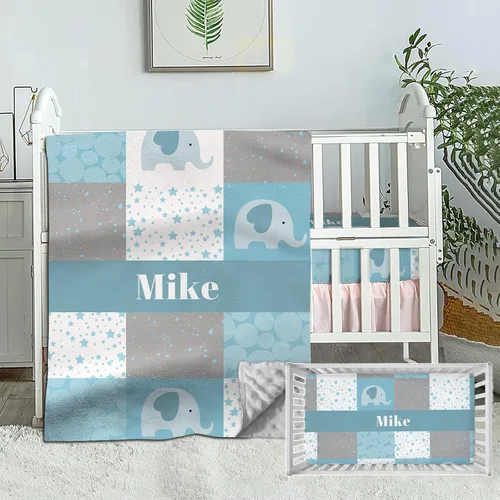 Vista 8 de Juego de ropa de cama de bebé personalizado para bebés niños, juego de ropa de cama de bebé personalizado con nombre, ropa de cama de bebé de Cowboy