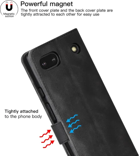 Vista 4 de Funda tipo cartera con tapa para Google Pixel 6a, [piel sintética + parachoques de TPU] [3 ranuras para tarjetas] [función de soporte]