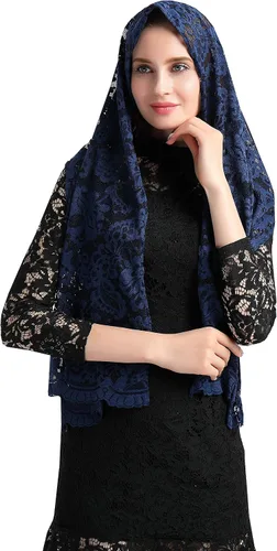Vista 2 de Leimandy Velo rectangular para mujer, velo de capilla larga, velo de mantilla, velo de iglesia católica, velo ortodoxo V25