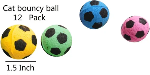 Vista 2 de YnFag Pelotas de fútbol de espuma para gatos de interior Pelotas de gato (fútbol 12)
