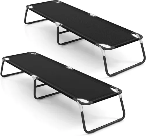 Vista 13 de GYMAX Catre de camping plegable, portátil, ultraligero y compacto, para adultos con tela Oxford, para viajes al aire libre, mochileros, senderismo