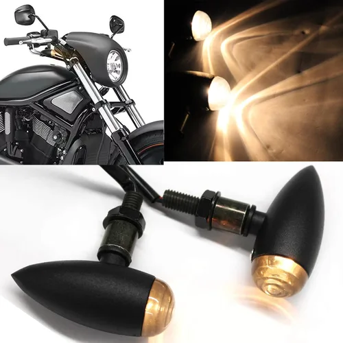 Vista 2 de Luces intermitentes para motocicleta compatibles con Sportster 883 Street Bike Dirt Bike Cruiser y chopper Negro-negro
