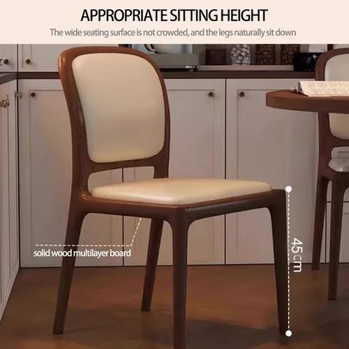 Vista 6 de Sillas de comedor de madera sin brazos, sillas de cocina de comedor, silla de escritorio de cocina de nogal con soporte trasero, silla de Negro