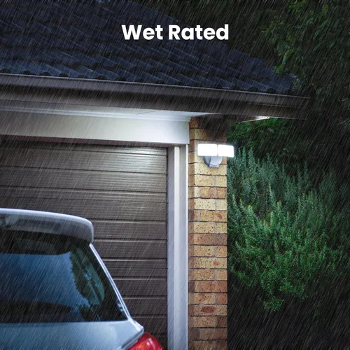 Vista 7 de Feit Electric Luz de inundación LED con sensor de movimiento, luz de seguridad de doble cabezal de 2000 lúmenes, 5CCT (2700K-6500K), luz al aire