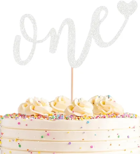 Vista 16 de Decoración para pastel de primer cumpleaños, purpurina negra Negro