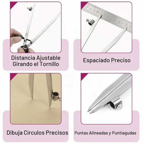 Vista 3 de Mr. Pen - Brújula Profesional con Candado, Brújula de Lápiz, Brújula para Carpintería, Brújula para Geometría, Divisor de Alas, Brújula de Dibujo