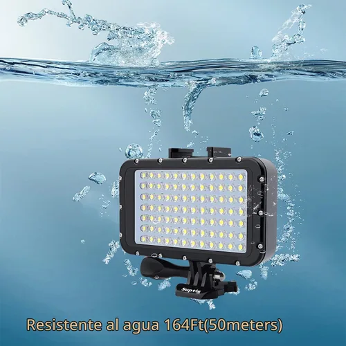 Vista 7 de Suptig Luces subacuáticas 84 LED de alta potencia regulable, impermeable, luz de video LED, impermeable, 164 pies (164.0 ft) para cámaras Gopro