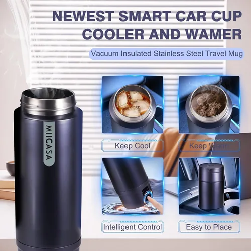 Vista 3 de Hervidor eléctrico portátil con aislamiento al vacío, vaso de acero inoxidable Miicasa, hervidor eléctrico pequeño, caldera de agua de viaje con 6