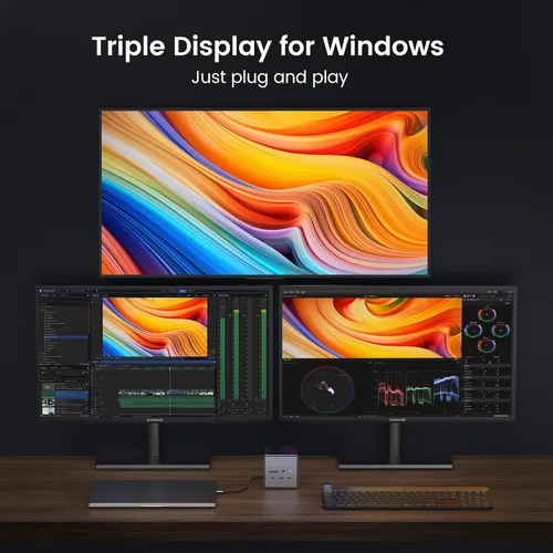 Vista 3 de Estación de acoplamiento TobenONE USB C para monitores duales/triples con adaptador de corriente de 150W