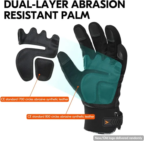 Vista 3 de Vgo...-4°F Coldproof&Waterproof&Windproof Winter Work Gloves(SL8777FW) synthetic leather, C100 insulation,touchscreen,high