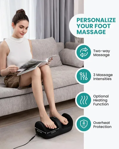 Vista 12 de Nekteck Masajeador de pies con calor y rodillo para pies, masajeador Shiatsu de pantorrilla y pierna para circulación y alivio del dolor
