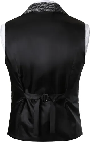 Vista 2 de JEMITOP Chaleco de traje casual de patchwork vintage para hombre con Gris