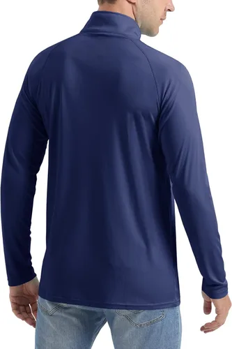 Vista 3 de CRYSULLY Camisas de pesca para hombre UPF 50+ de manga larga, protección solar, senderismo, 14 con cremallera