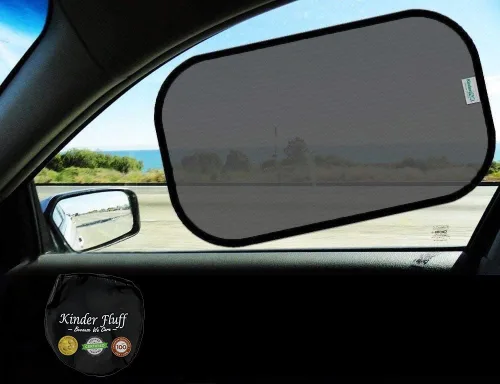 Vista 10 de kinder Fluff Sombras para Ventanas de Coche (4Pack) - La Única Sombra Solar Certificada para Ventanas de Coche para Bebés, Comprobada para Bloquear