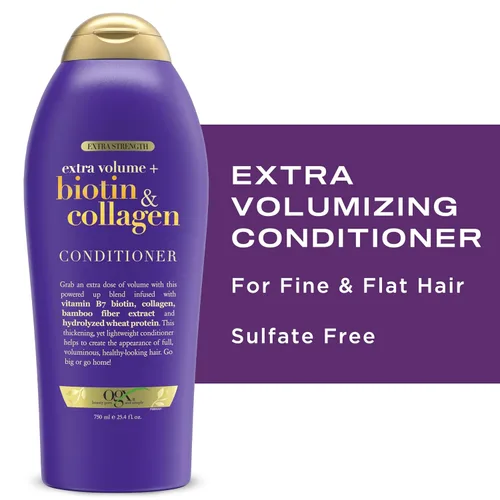 Vista 8 de OGX Acondicionador voluminizador extra fuerte de biotina y colágeno para cabello más grueso y completo, 25.4 onzas líquidas