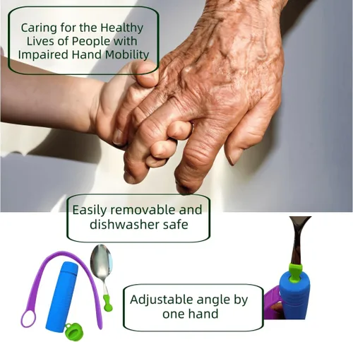 Vista 4 de Juego de Cucharas y Tenedores de Utensilios Adaptativos Flexibles, para Zurdos y Diestros, para Temblores de Manos y Debilidad Muscular, Artritis
