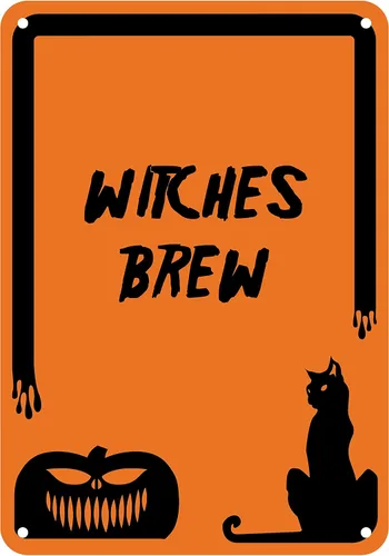 Vista 5 de Letrero de aluminio reflectante de Halloween "Witches Brew" 7" x 10" (HW-1364-RA)