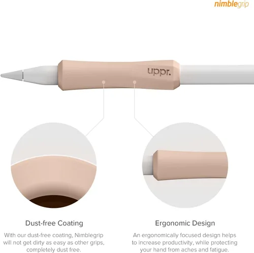 Vista 4 de UPPERCASE Designs NimbleGrip Premium Silicone Ergonomic Comfort Grip Holder, Dual Sided Design, Compatible with Apple Pencil Pro, USB-C, 2nd Beige