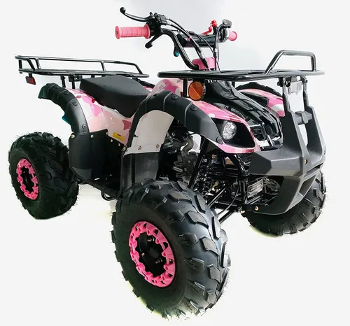 Vista 3 de HHH ATV de 125 cc con gas inverso para jóvenes, niños grandes, ATV Quad 4 ruedas con luces LED y neumáticos grandes y llantas a juego